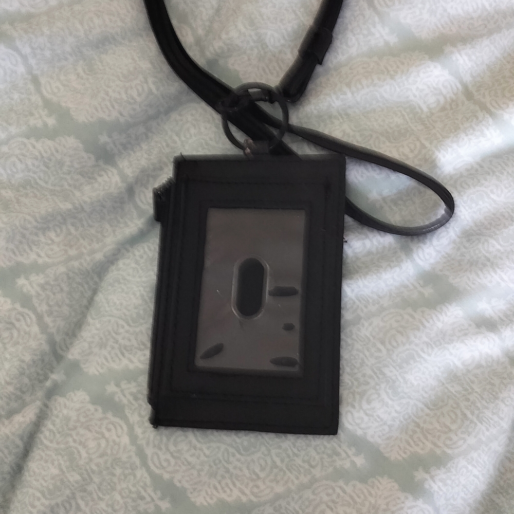 Elegant Black ID Holder with Lanyard